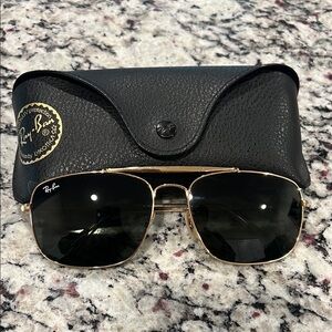 Ray-Ban Gold Frame Sunglasses with Black Lenses